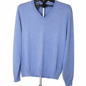 Brooks Brothers Men's Sky Blue V-Neck Sweater